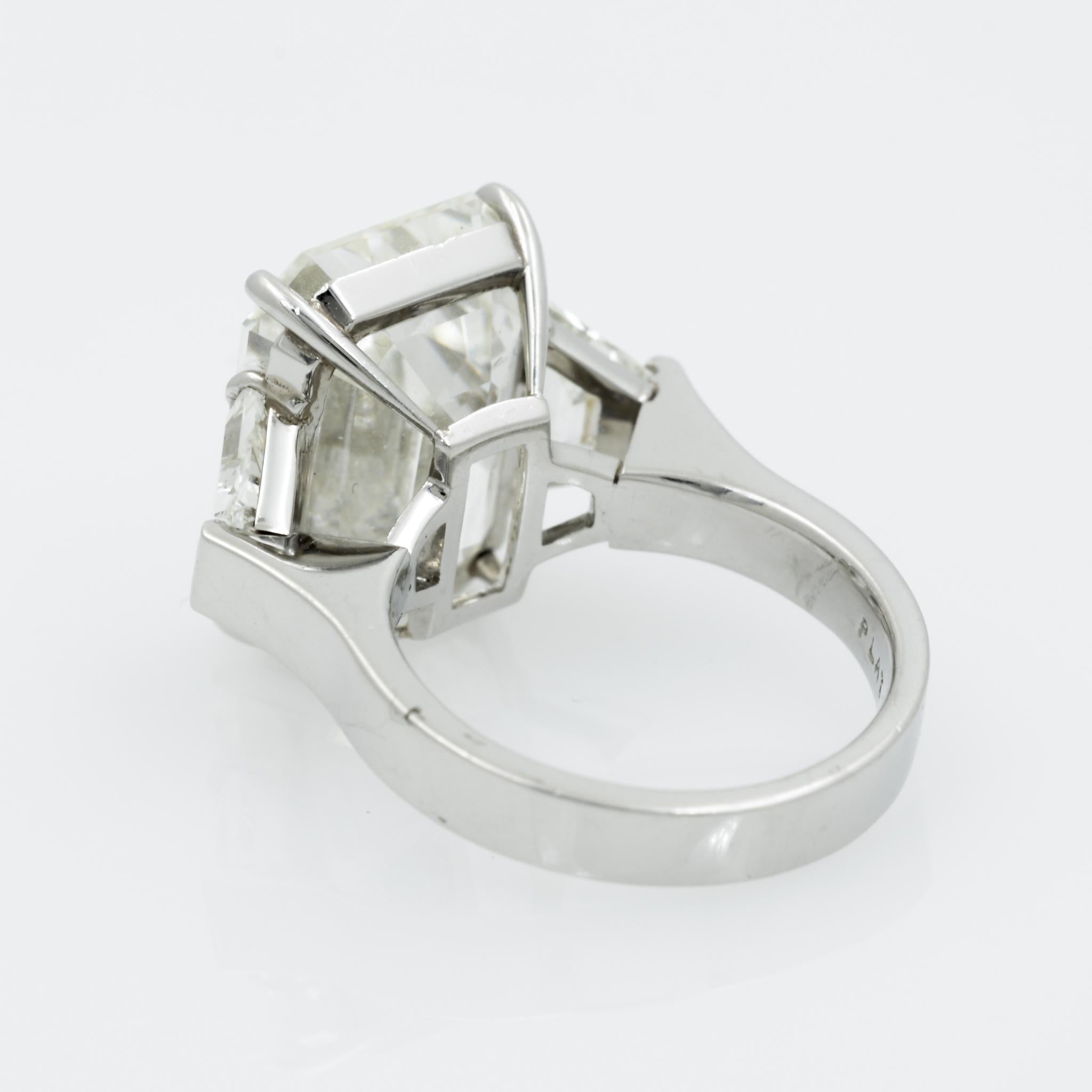 Modern 13.49 Carat GIA Emerald Cut 3-Stone Diamond Ring For Sale