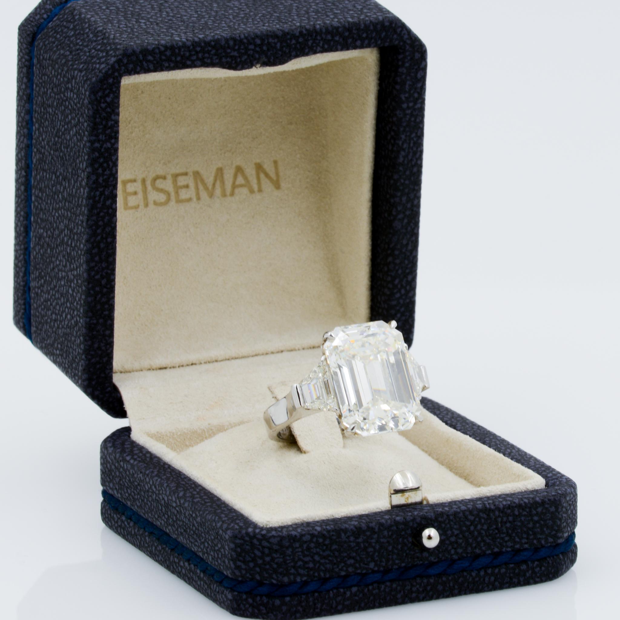 13.49 Carat GIA Emerald Cut 3-Stone Diamond Ring For Sale 1