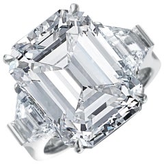 13.49 Carat GIA Emerald Cut 3-Stone Diamond Ring