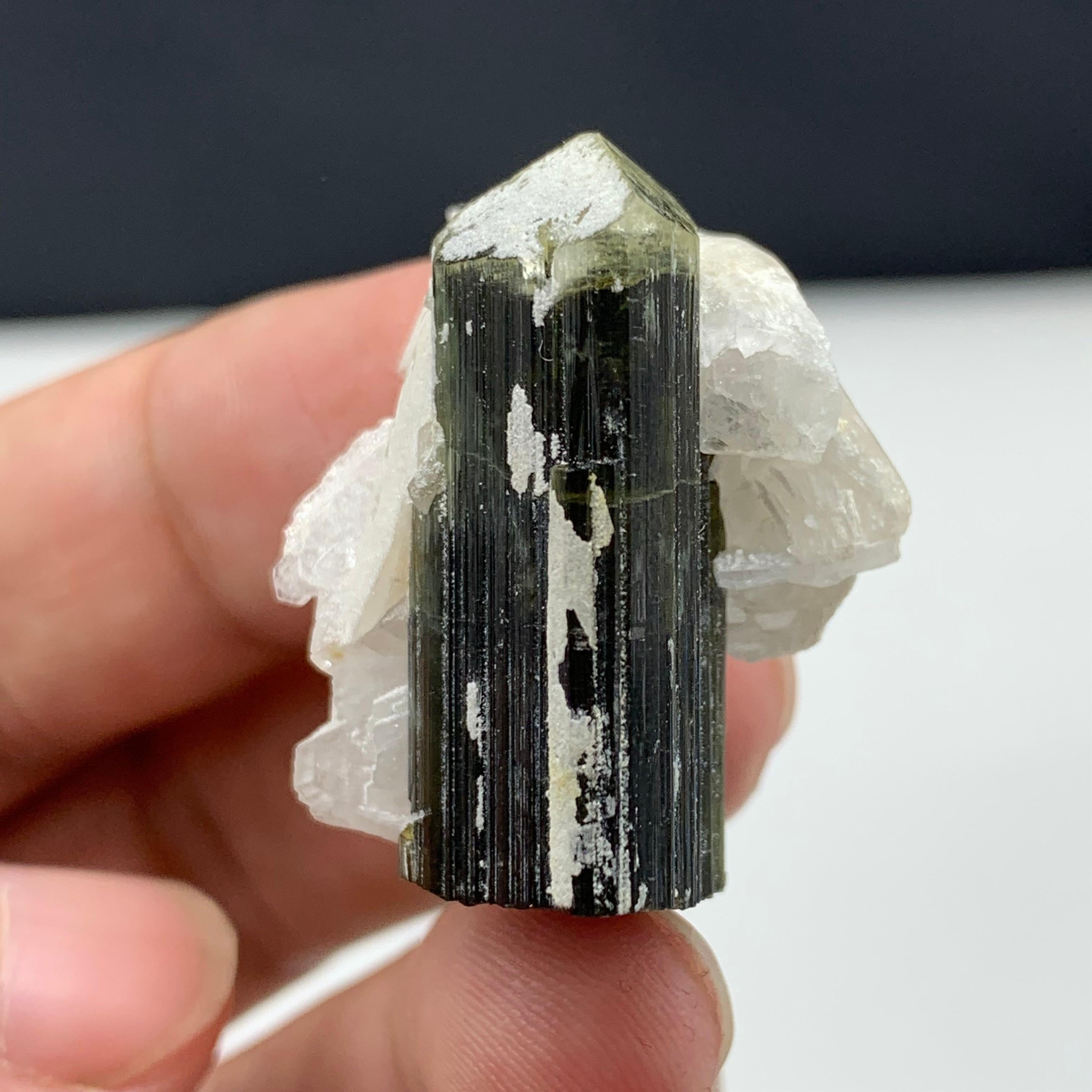 Rock Crystal 13.49 Gram Gorgeous Tourmaline With Albite Specimen From Skardu, Pakistan For Sale