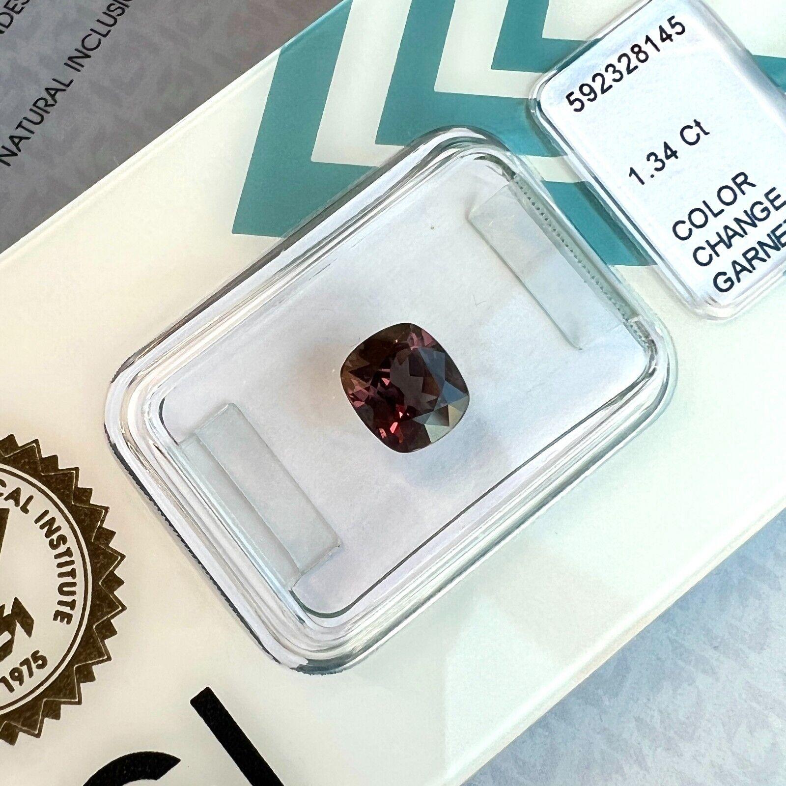 1.34ct Colour Change Garnet Natural Cushion Cut Rare IGI Certified Gemstone For Sale 7