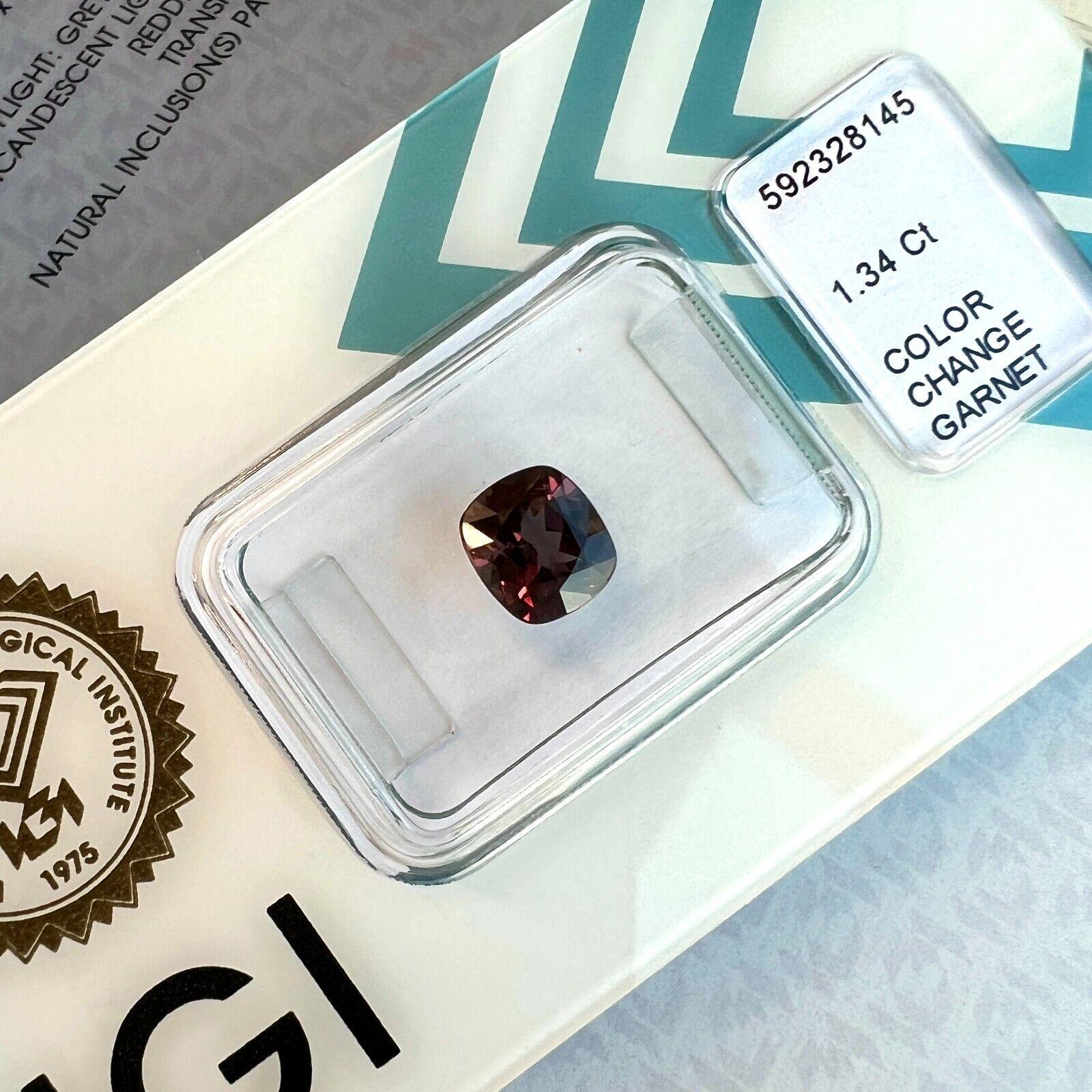 1.34ct Colour Change Garnet Natural Cushion Cut Rare IGI Certified Gemstone For Sale 9