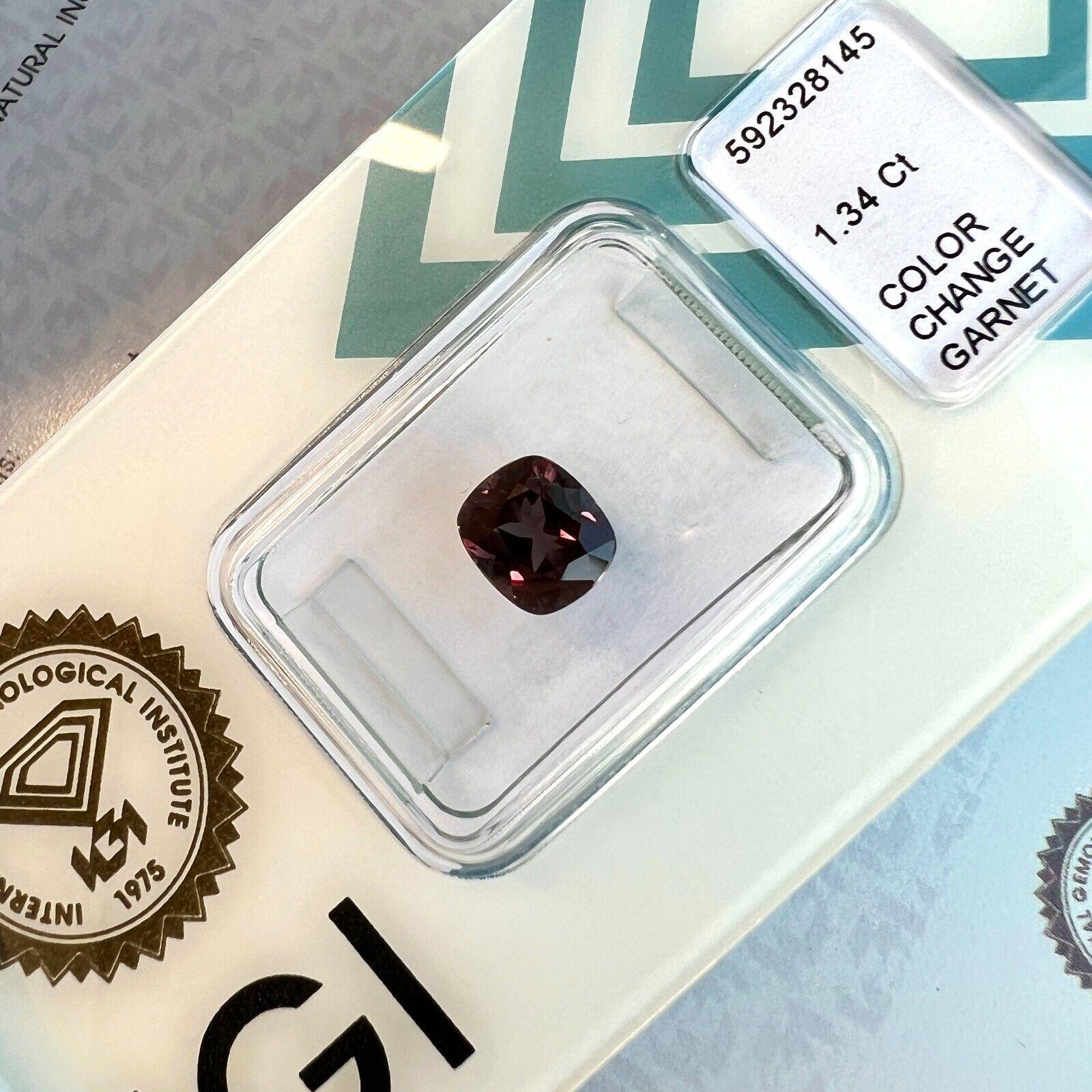 1.34ct Colour Change Garnet Natural Cushion Cut Rare IGI Certified Gemstone For Sale 11