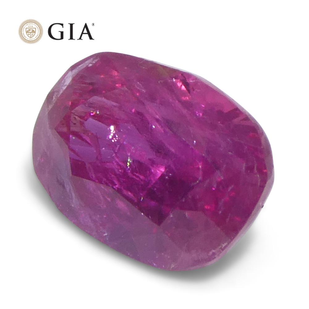 1,34ct Cushion Purplish Red Ruby GIA zertifiziert Unerhitzt im Angebot 6