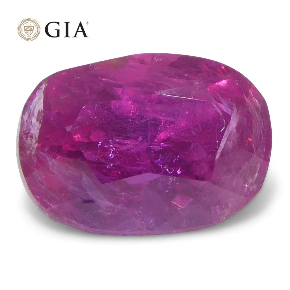 1,34ct Cushion Purplish Red Ruby GIA zertifiziert Unerhitzt im Angebot 7