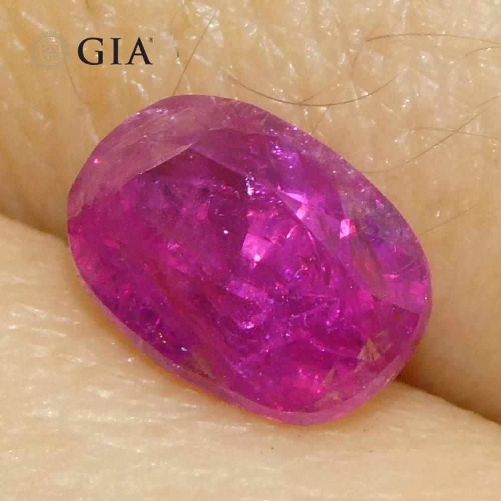 1,34ct Cushion Purplish Red Ruby GIA zertifiziert Unerhitzt im Angebot 8