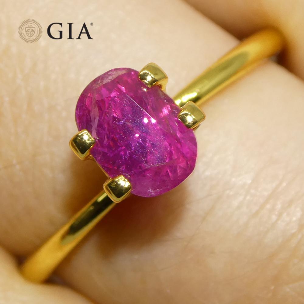 1,34ct Cushion Purplish Red Ruby GIA zertifiziert Unerhitzt im Angebot 9