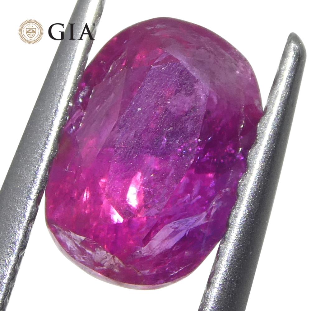 Taglio brillante 1,34 carati di rubino rosso purpureo certificato GIA non riscaldato in vendita