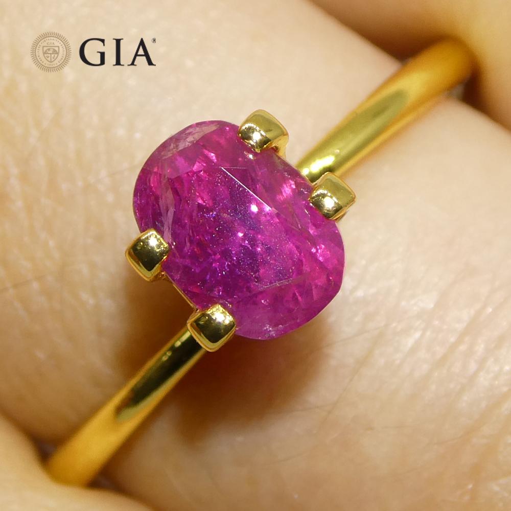 1,34ct Cushion Purplish Red Ruby GIA zertifiziert Unerhitzt (Kissenschliff) im Angebot