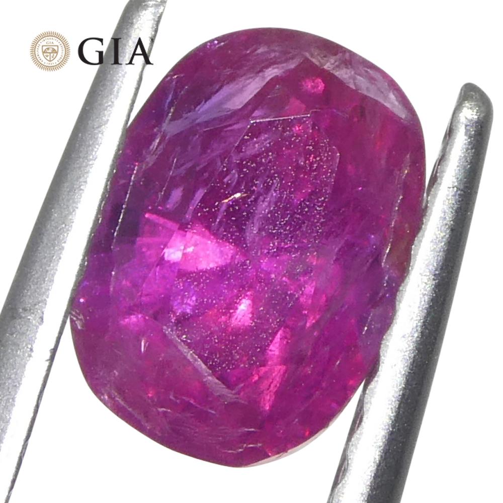 1,34ct Cushion Purplish Red Ruby GIA zertifiziert Unerhitzt für Damen oder Herren im Angebot