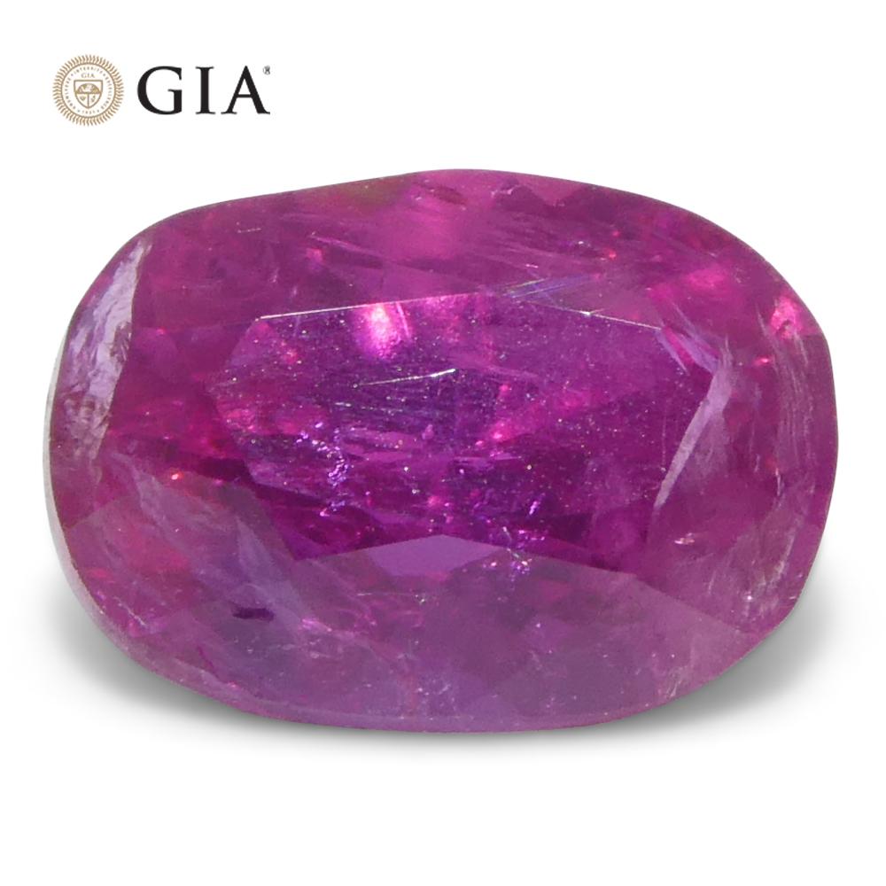 1,34ct Cushion Purplish Red Ruby GIA zertifiziert Unerhitzt im Angebot 1