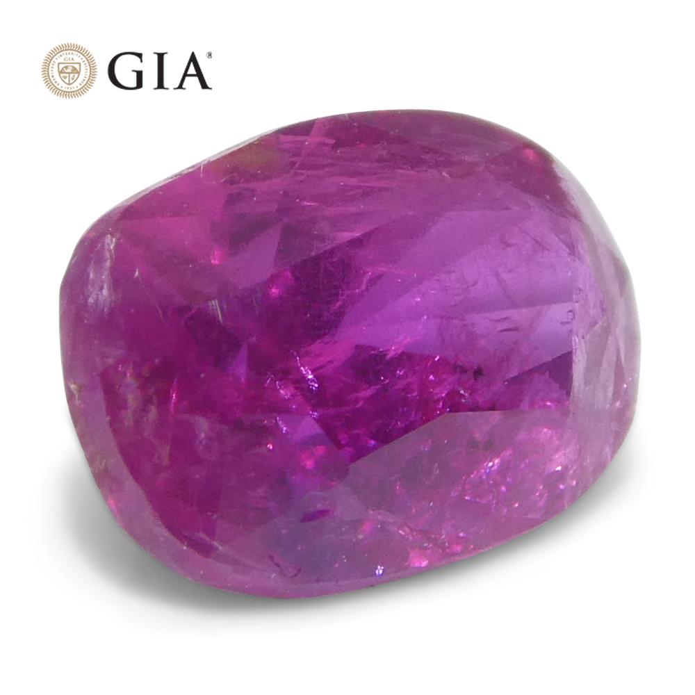 1,34ct Cushion Purplish Red Ruby GIA zertifiziert Unerhitzt im Angebot 4