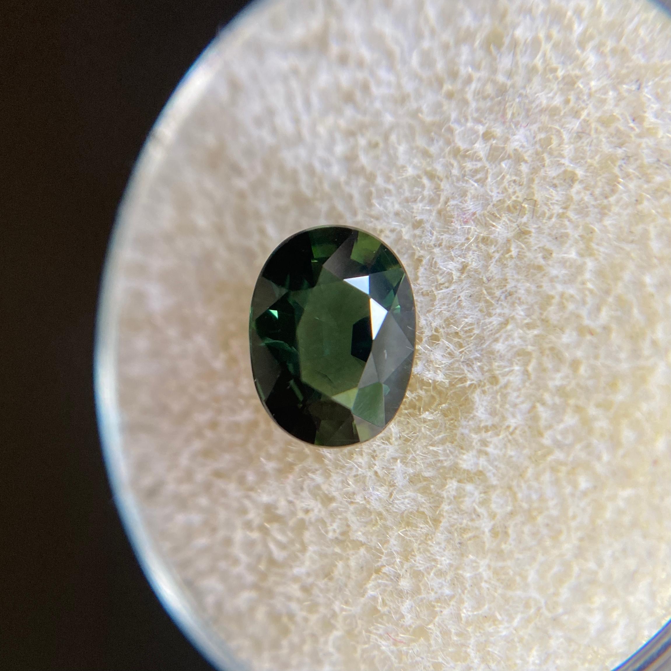 1.34ct Deep Green Sapphire Oval Cut Rare Loose Gem 3