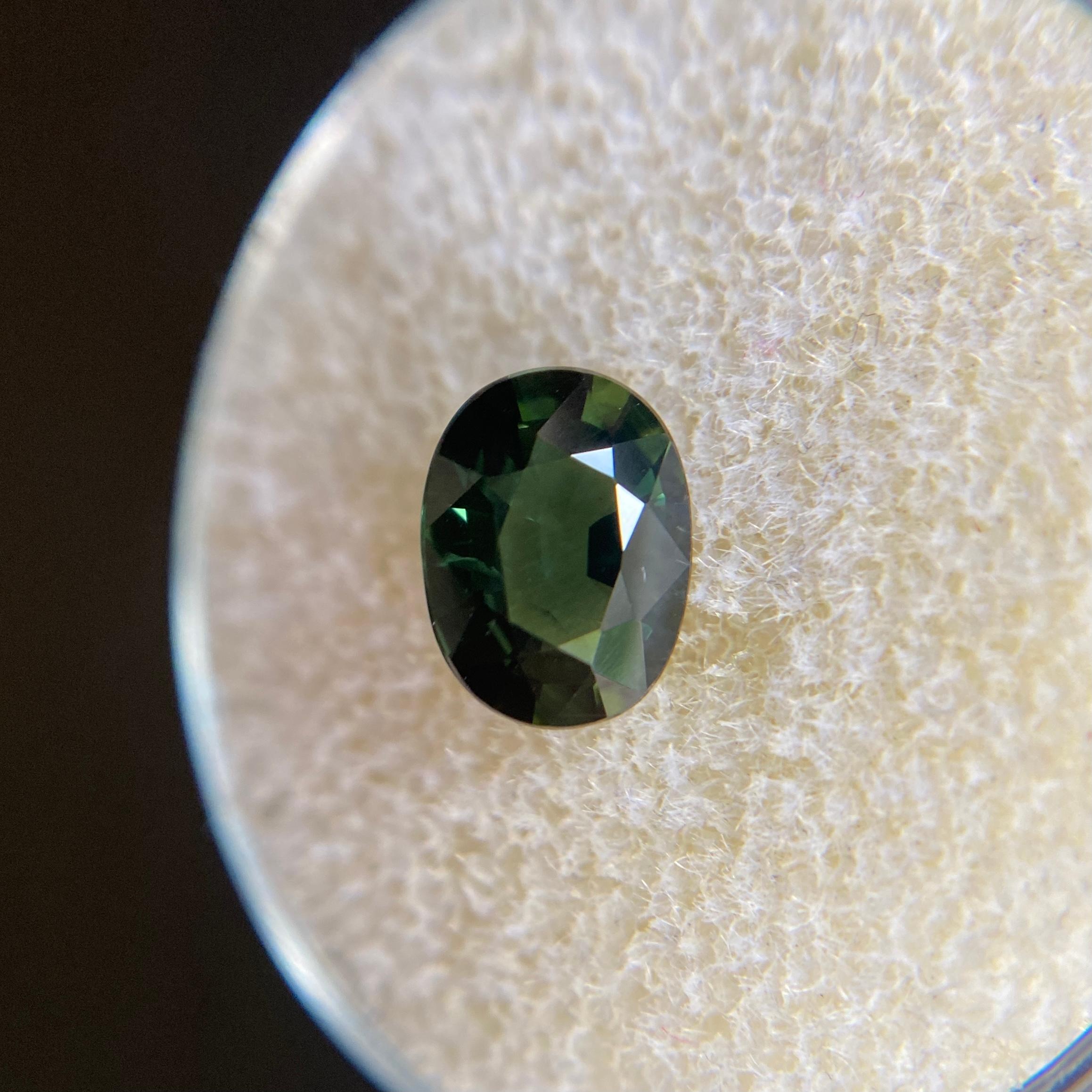 Men's 1.34ct Deep Green Sapphire Oval Cut Rare Loose Gem