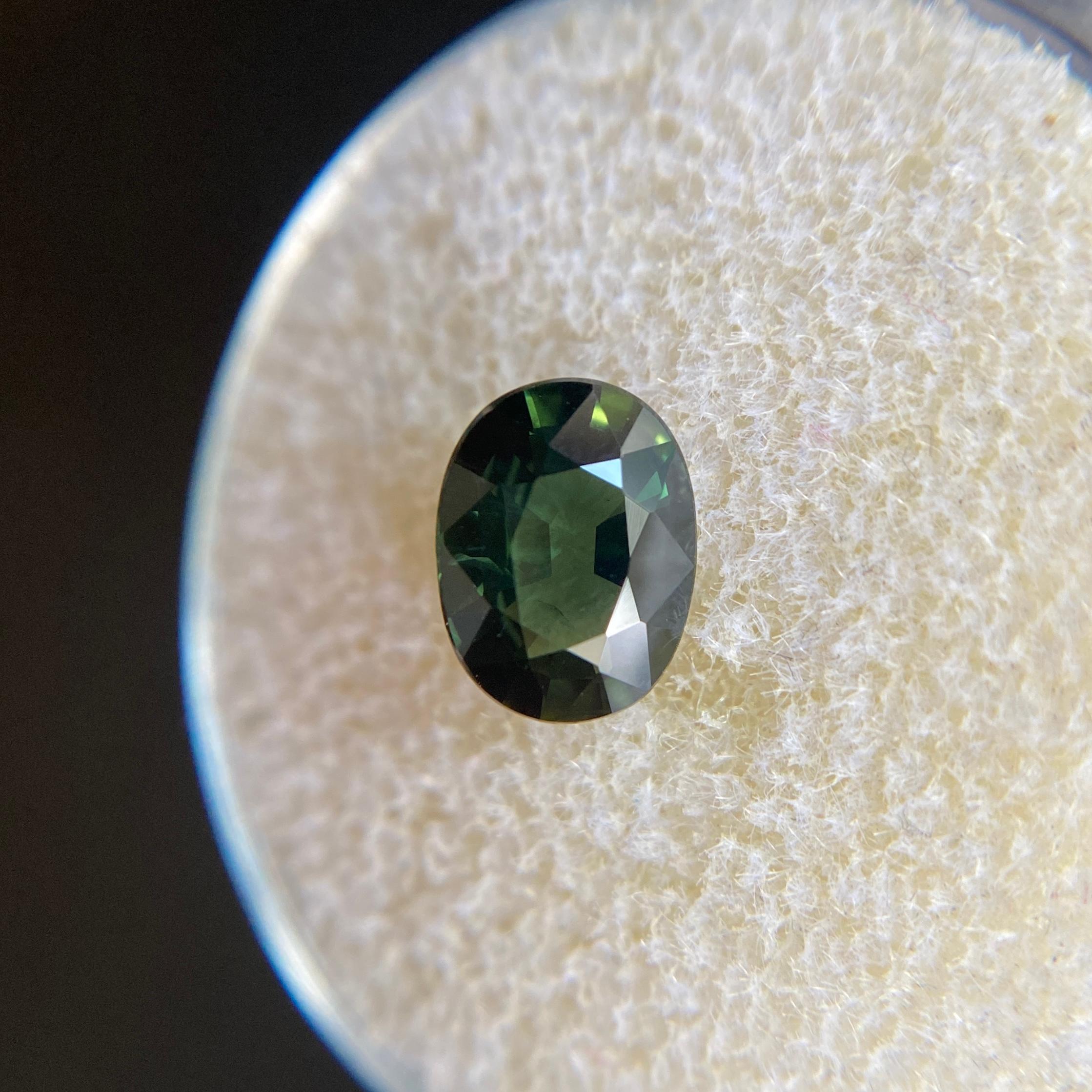 1.34ct Deep Green Sapphire Oval Cut Rare Loose Gem 2
