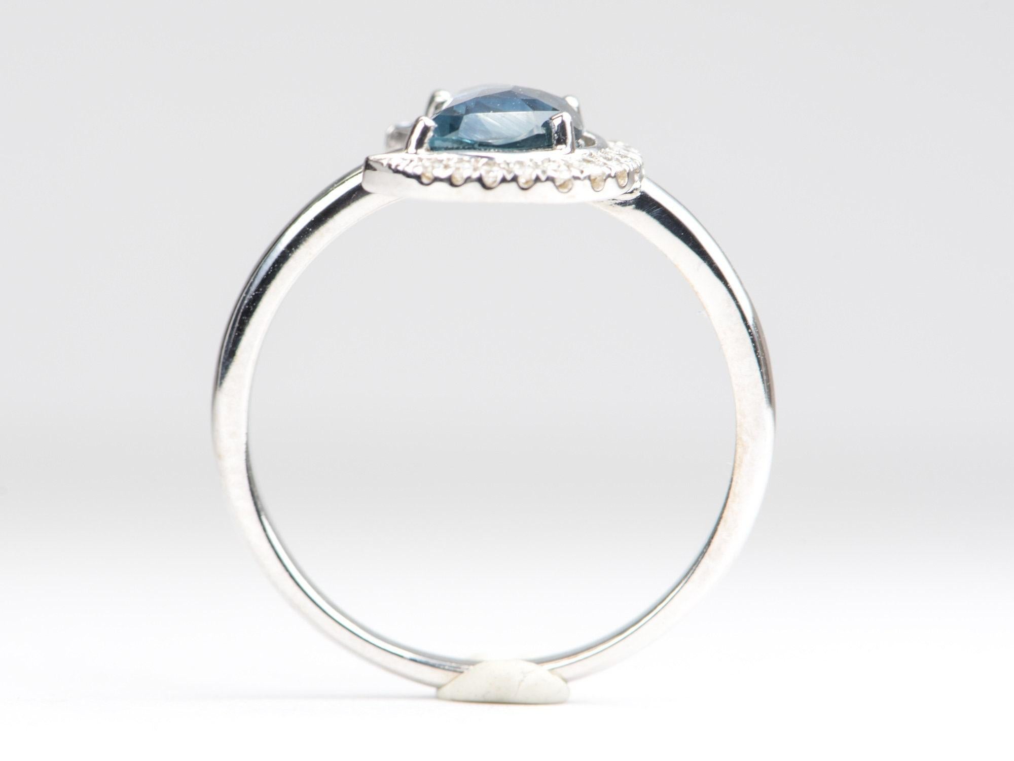 1.34ct Montana Sapphire Celestial Moon w/ Diamond Halo 14K Gold Engagement Ring For Sale 1