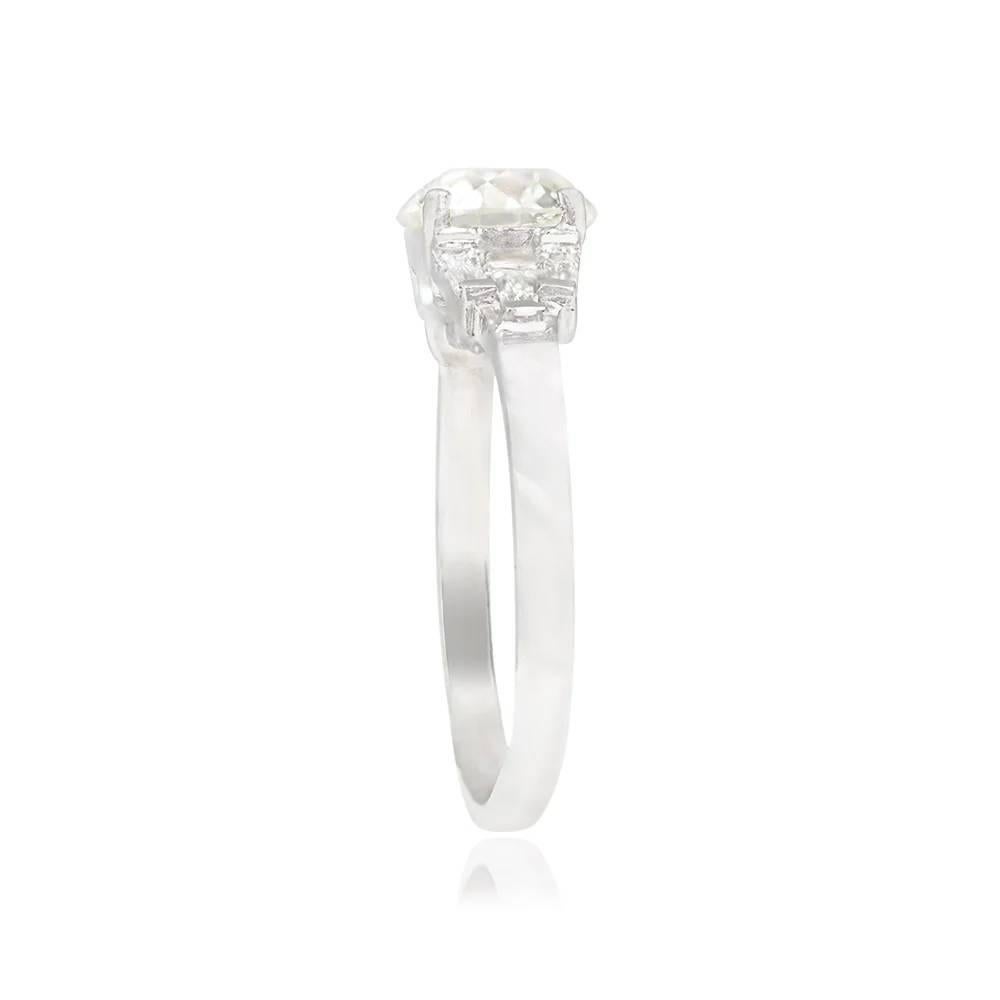 Art Deco 1.34ct Old European Cut Diamond Engagement Ring, VS1 Clarity, Platinum For Sale