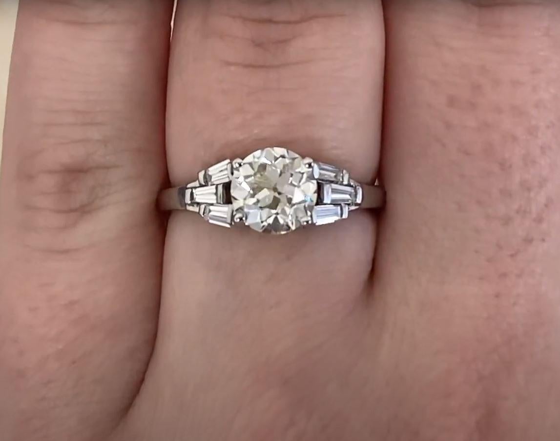 Women's 1.34ct Old European Cut Diamond Engagement Ring, VS1 Clarity, Platinum For Sale