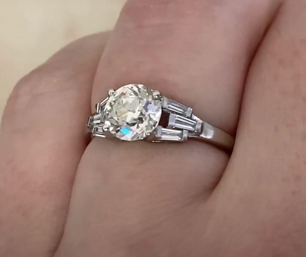 1.34ct Old European Cut Diamond Engagement Ring, VS1 Clarity, Platinum For Sale 2