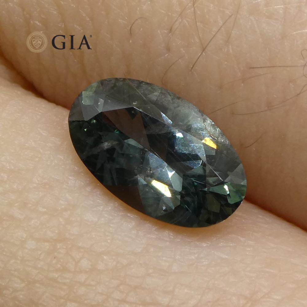 1.34ct Oval Greenish Gray Teal Sapphire GIA Certified USA (Montana) For Sale 6