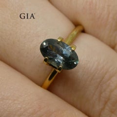 1.34ct Oval Greenish Gray Teal Sapphire GIA Certified USA (Montana)