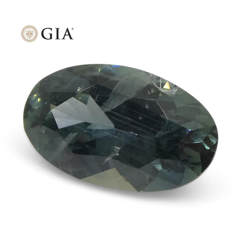 1.34ct Oval Greenish Gray Teal Sapphire GIA Certified USA (Montana) For Sale 2