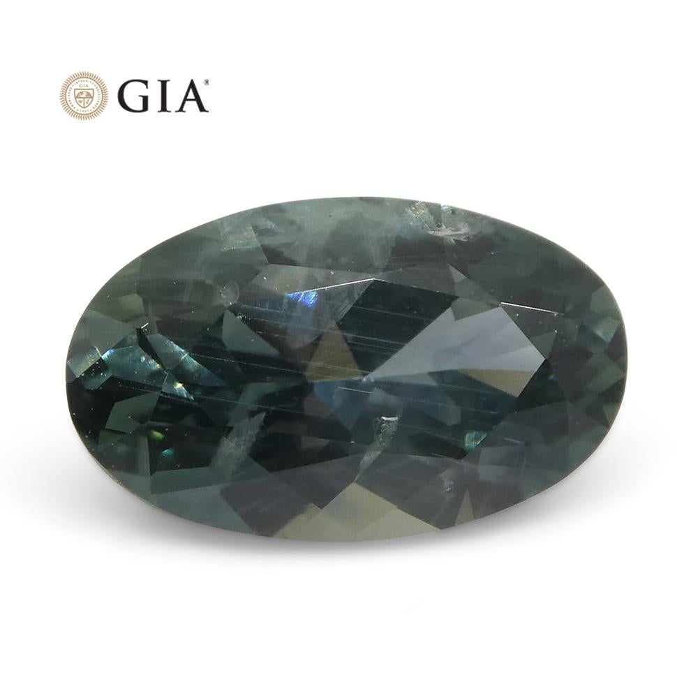 1.34ct Oval Greenish Gray Teal Sapphire GIA Certified USA (Montana) For Sale 3