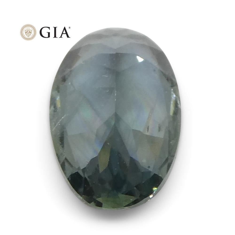 1.34ct Oval Greenish Gray Teal Sapphire GIA Certified USA (Montana) For Sale 5