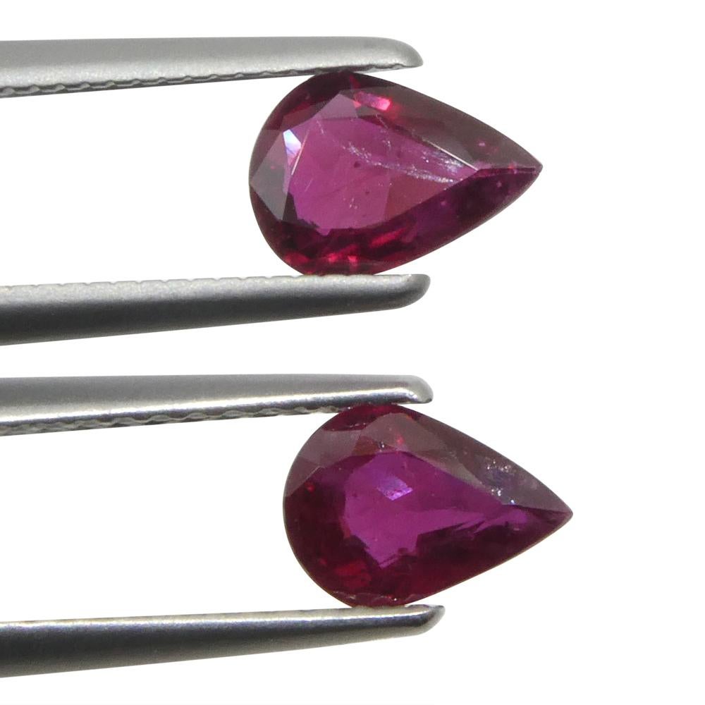 1.34ct Pear Red Ruby from Thailand Pair For Sale 6