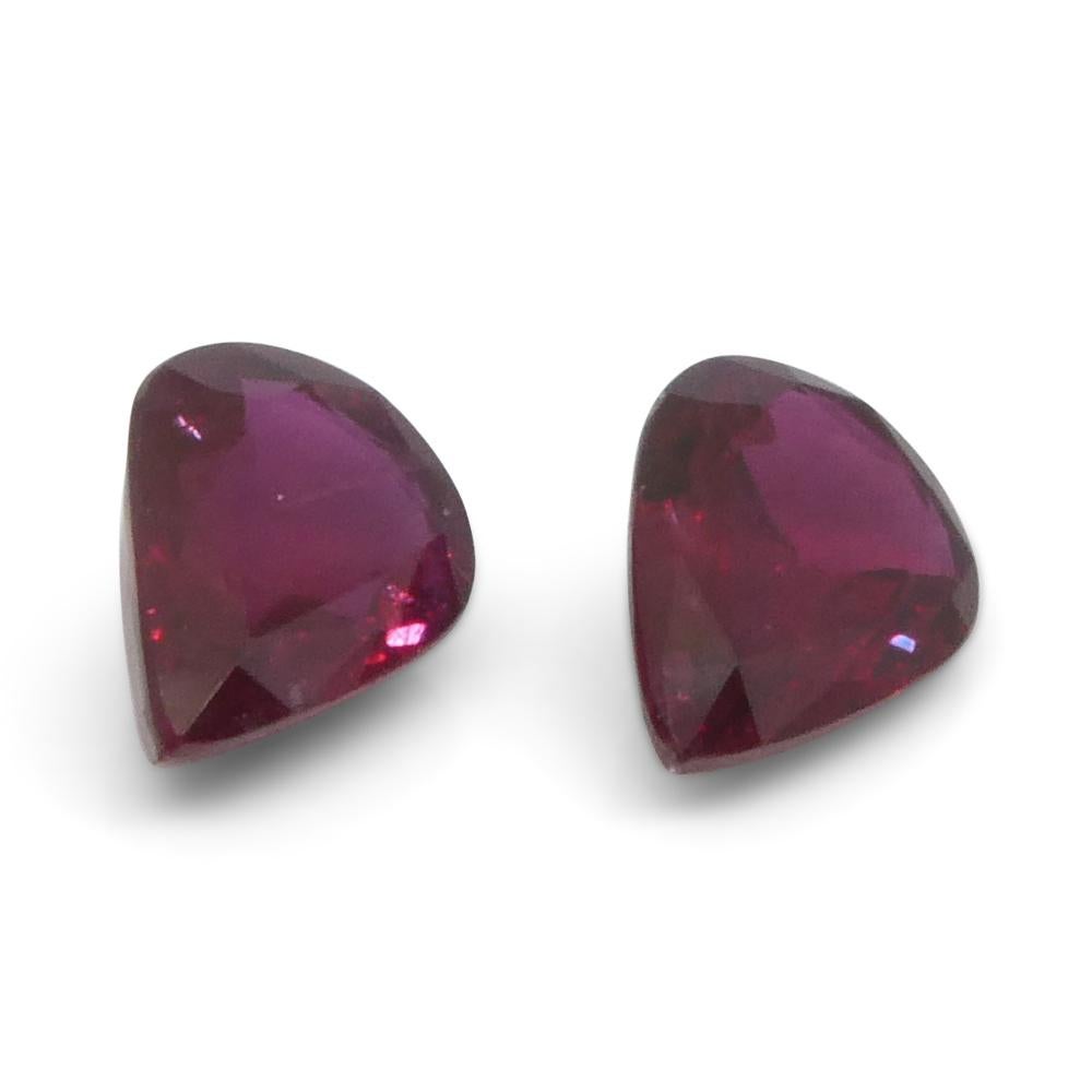 1.34ct Pear Red Ruby from Thailand Pair For Sale 3