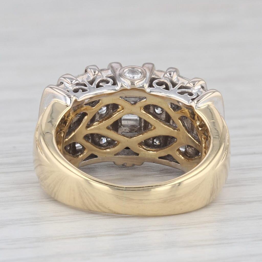 Taglio baguette Anello con diamante baguette da 1,34 carati in oro giallo 18k, misura 5,25-5,5 in vendita