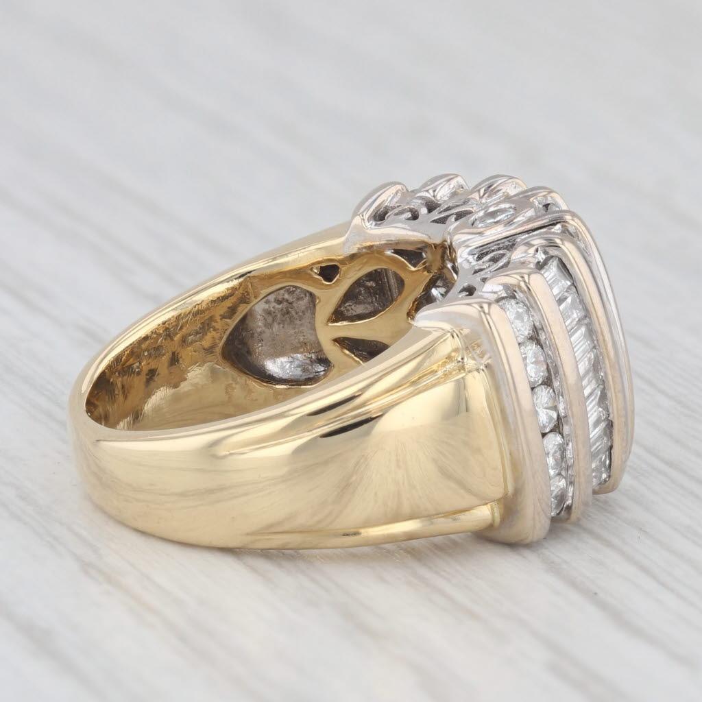 da uomo o donna Anello con diamante baguette da 1,34 carati in oro giallo 18k, misura 5,25-5,5 in vendita