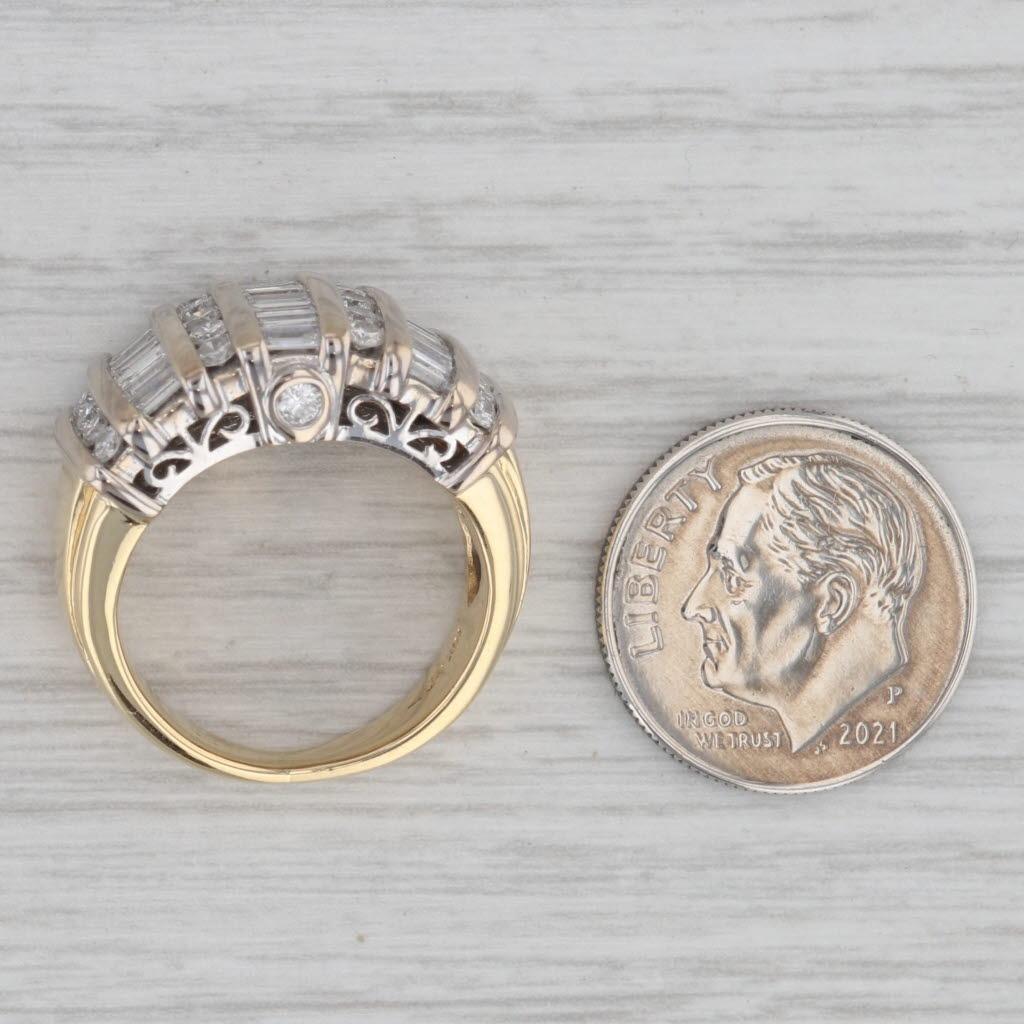 Anello con diamante baguette da 1,34 carati in oro giallo 18k, misura 5,25-5,5 in vendita 2