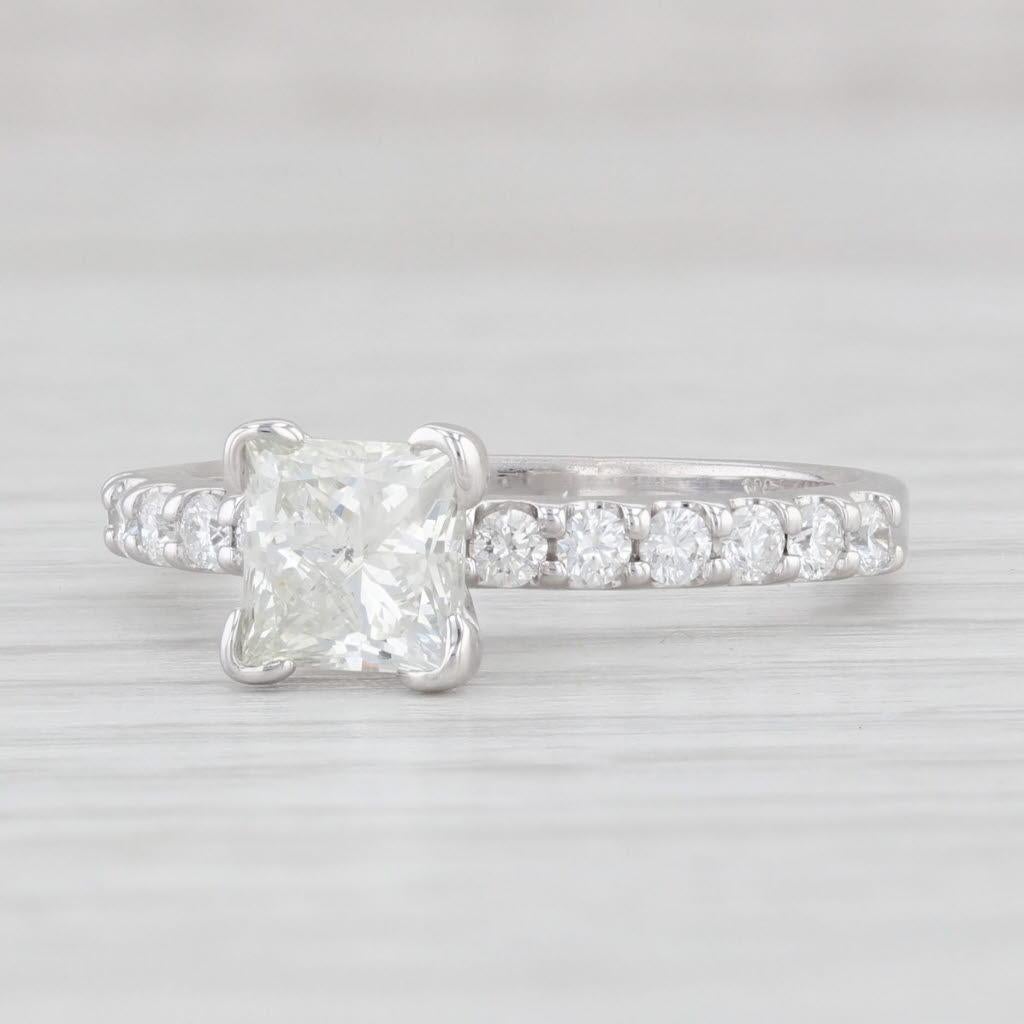 1.34ctw Princess Diamond Engagement Ring 14k White Gold Size 6 EGL Cert For Sale 2