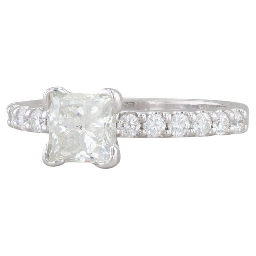 1.34ctw Princess Diamond Engagement Ring 14k White Gold Size 6 EGL Cert For Sale