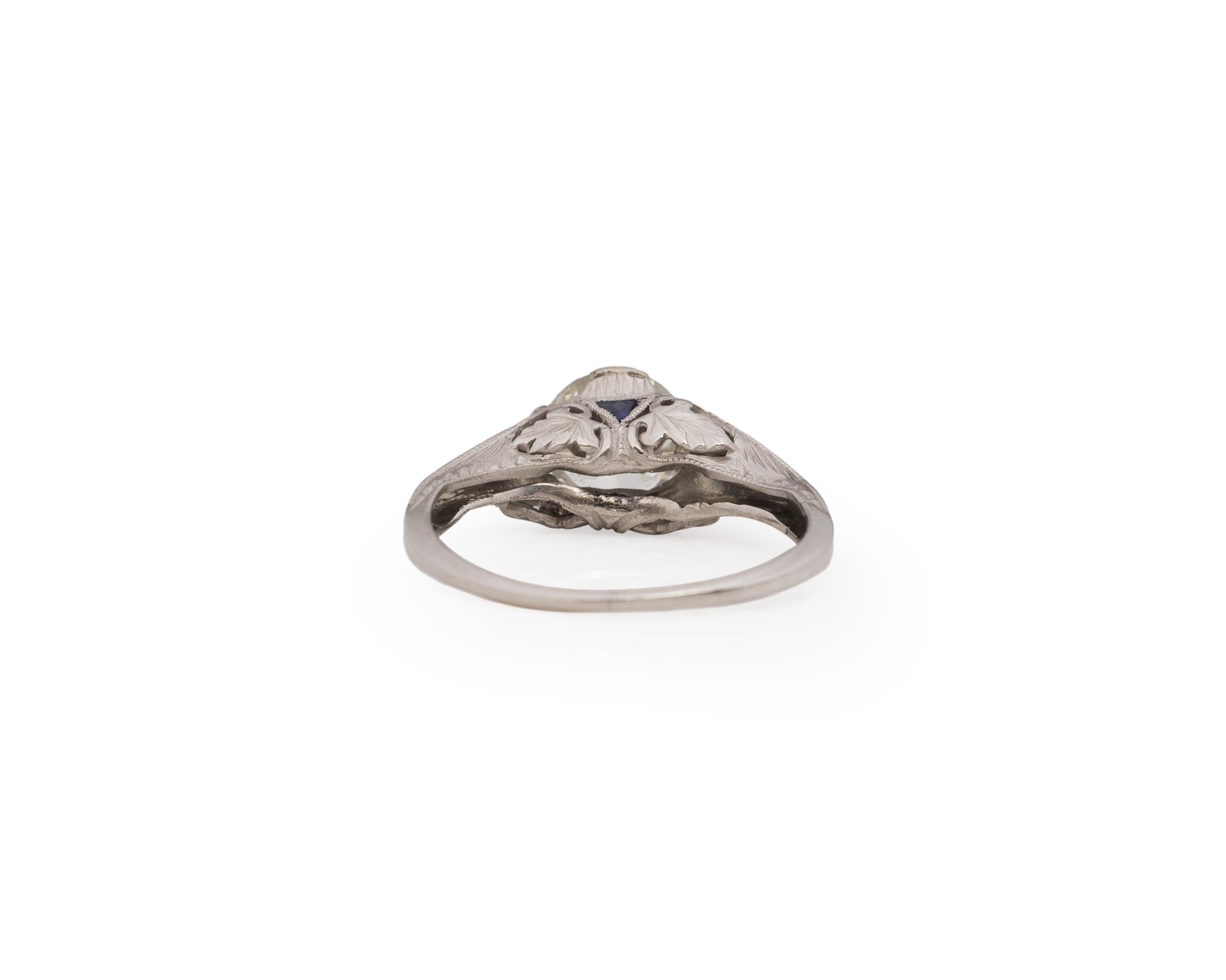 1,35 Karat Art Deco Diamant Platin Verlobungsring (Alteuropäischer Schliff) im Angebot