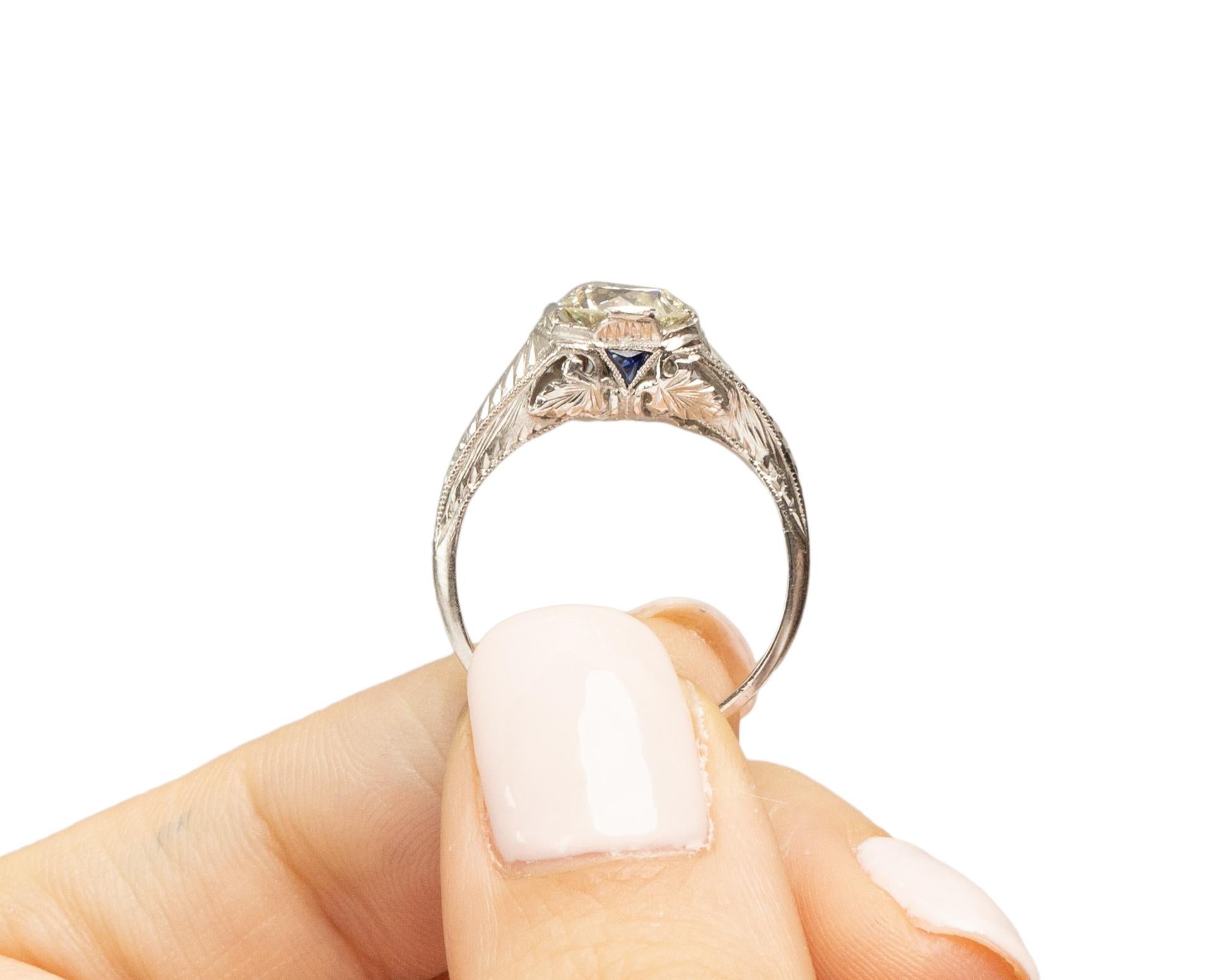 1.35 Carat Art Deco Diamond Platinum Engagement Ring For Sale 3