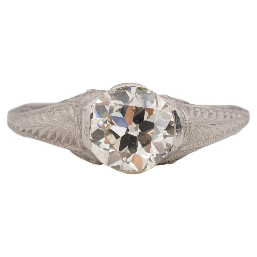 1,35 Karat Art Deco Diamant Platin Verlobungsring