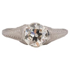 Antique 1.35 Carat Art Deco Diamond Platinum Engagement Ring