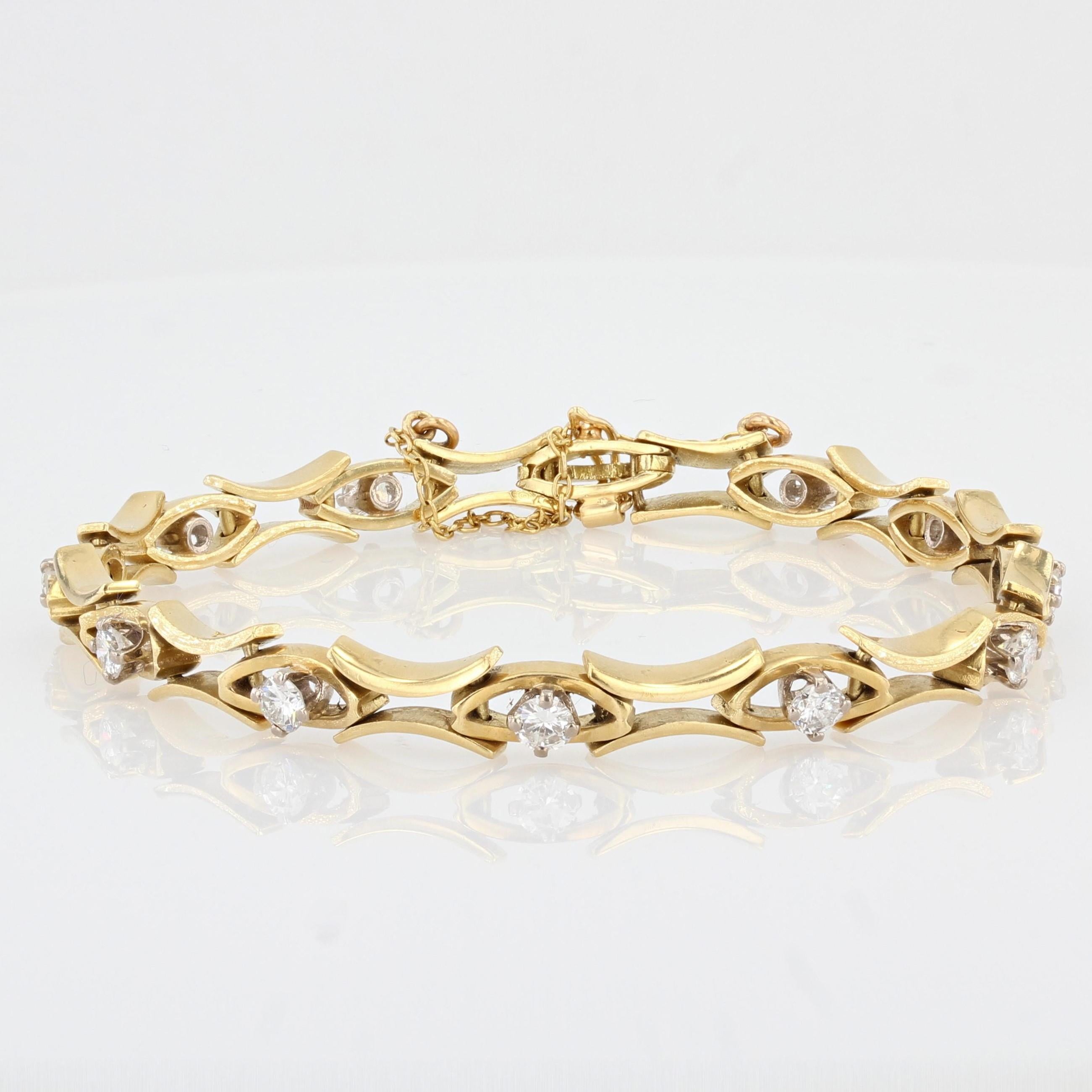 Women's French 1, 35 carat Brillant Cut Diamond Gold Bracelet