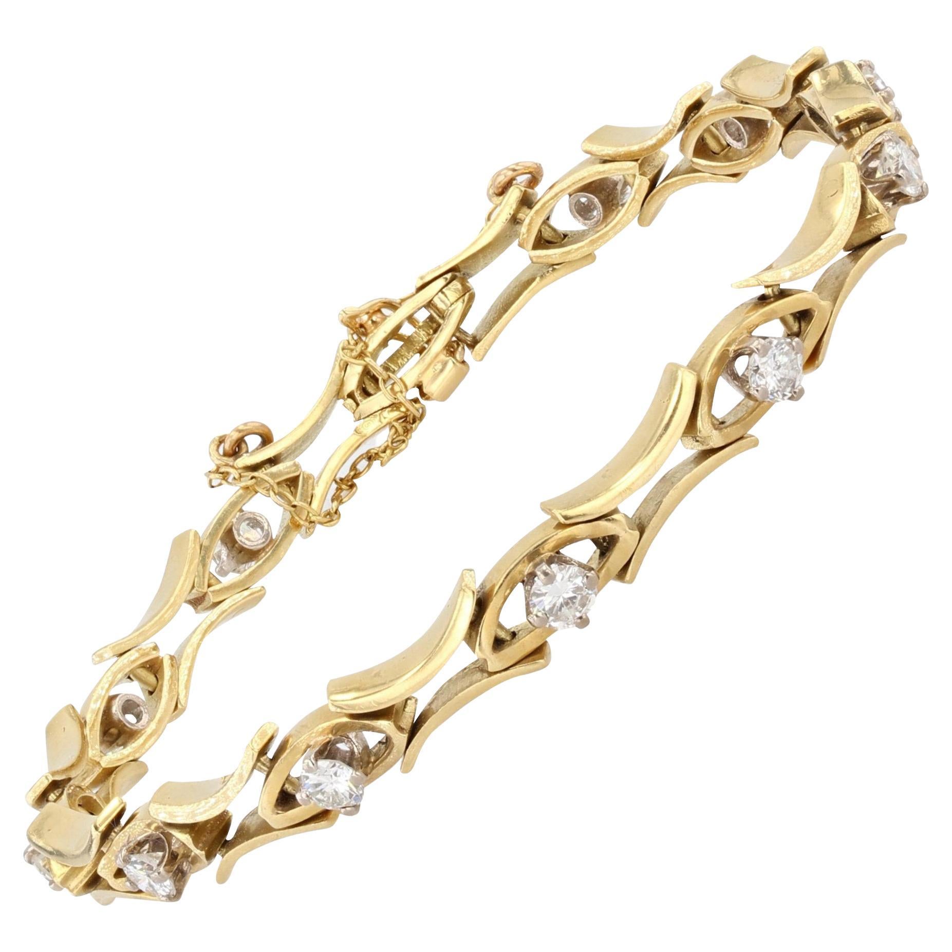 French 1, 35 carat Brillant Cut Diamond Gold Bracelet