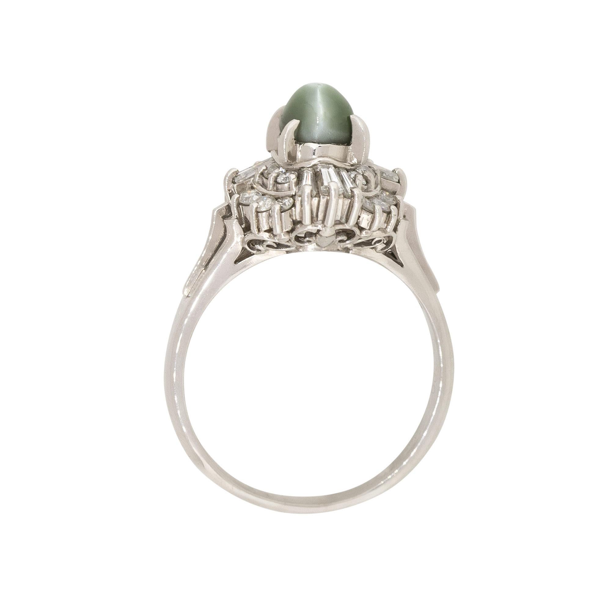 Anillo Cóctel Ojo de Gato y Diamante Platino 1,35 Quilates en venta 5