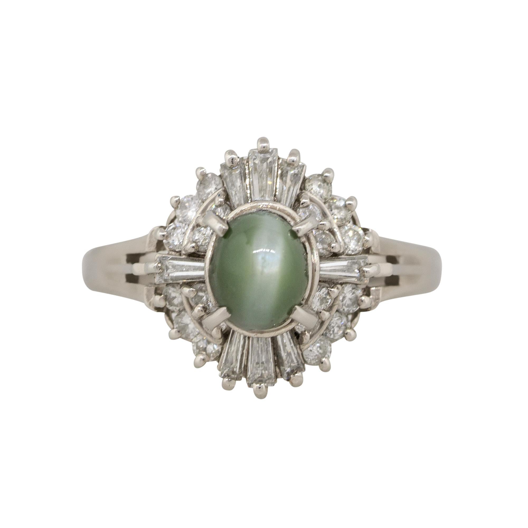 Anillo Cóctel Ojo de Gato y Diamante Platino 1,35 Quilates en venta 1
