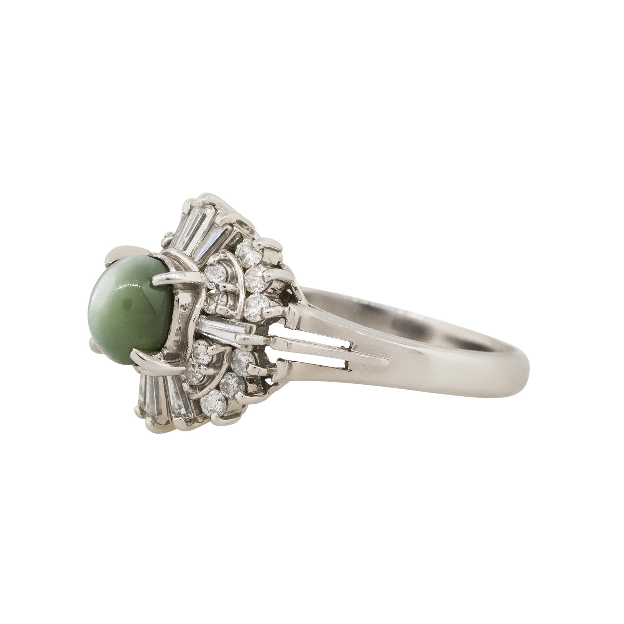Anillo Cóctel Ojo de Gato y Diamante Platino 1,35 Quilates en venta 2