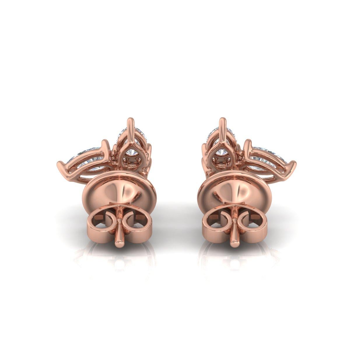 1,35 Karat zertifizierter Diamant Floral Ohrstecker 18k Rose Gold Feine Juwelen (Moderne) im Angebot