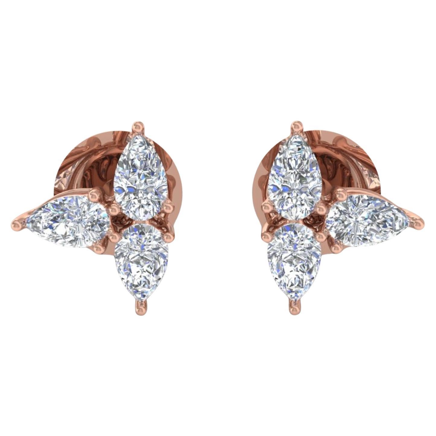 1,35 Karat zertifizierter Diamant Floral Ohrstecker 18k Rose Gold Feine Juwelen im Angebot