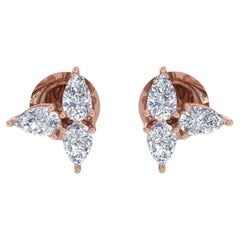 1,35 Karat zertifizierter Diamant Floral Ohrstecker 18k Rose Gold Feine Juwelen