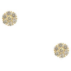 1.35 Carat Cluster Diamond Stud Earrings 14 Karat in Stock