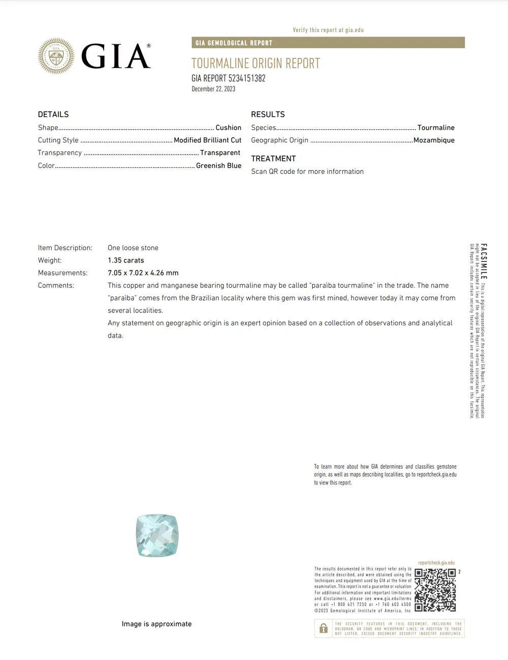 Anello con tormalina Paraiba a cuscino da 1,35 carati GIA, onice e diamante in platino in vendita 1