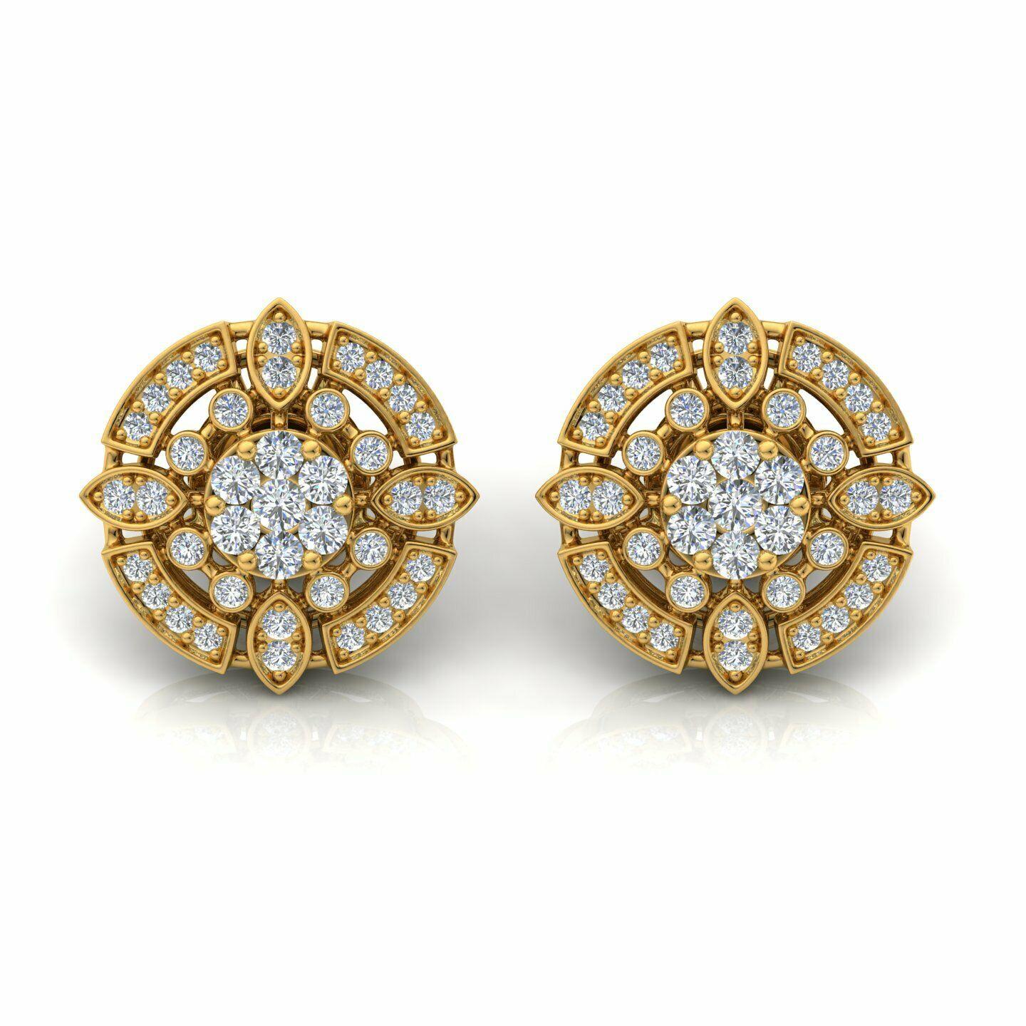 Orecchini tondi con diamante da 1,35 carati in oro 18 carati in vendita 1